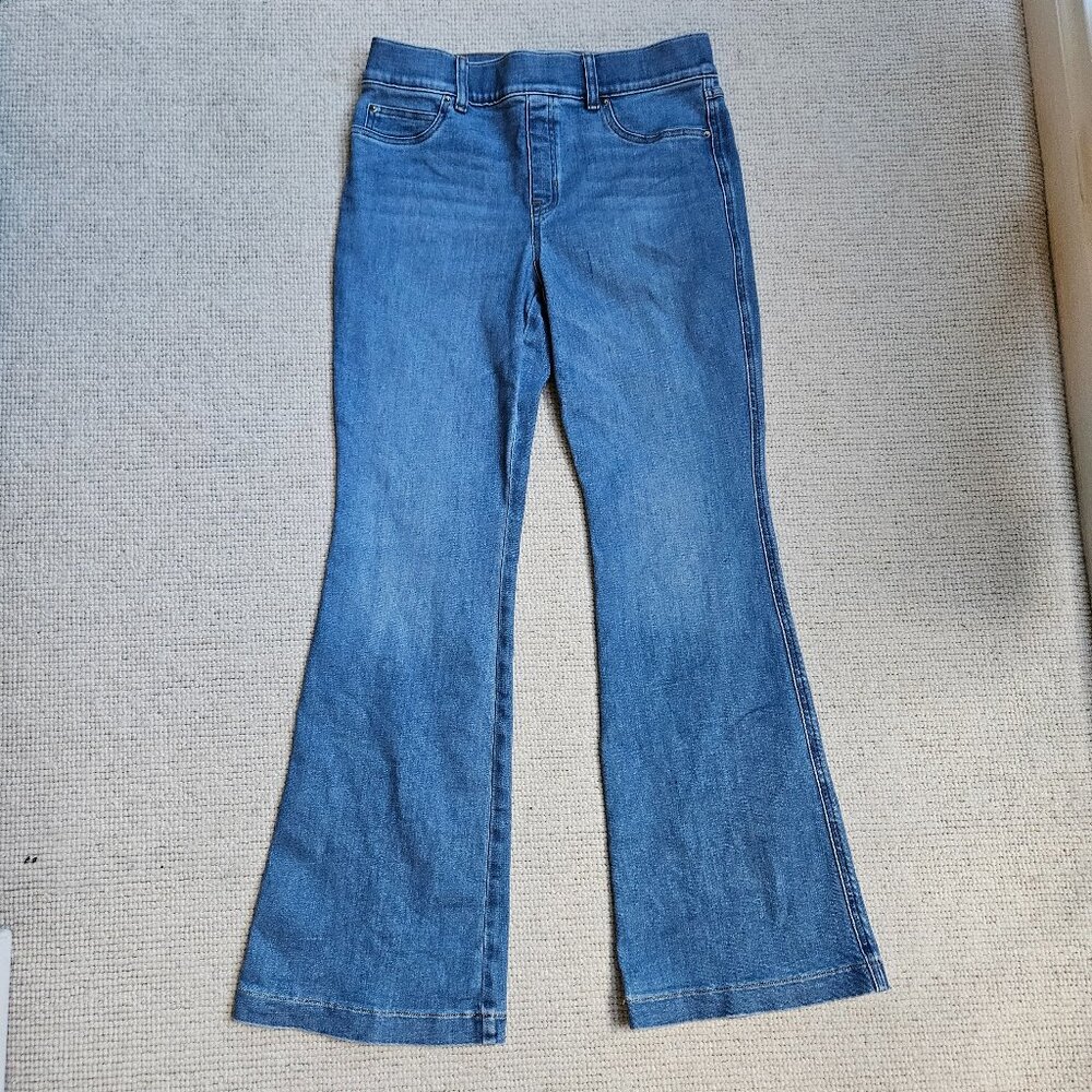 Spanx Flare Jeans Large L Pull-On Stretch Stonewashed Blue (10 / 12 ?)